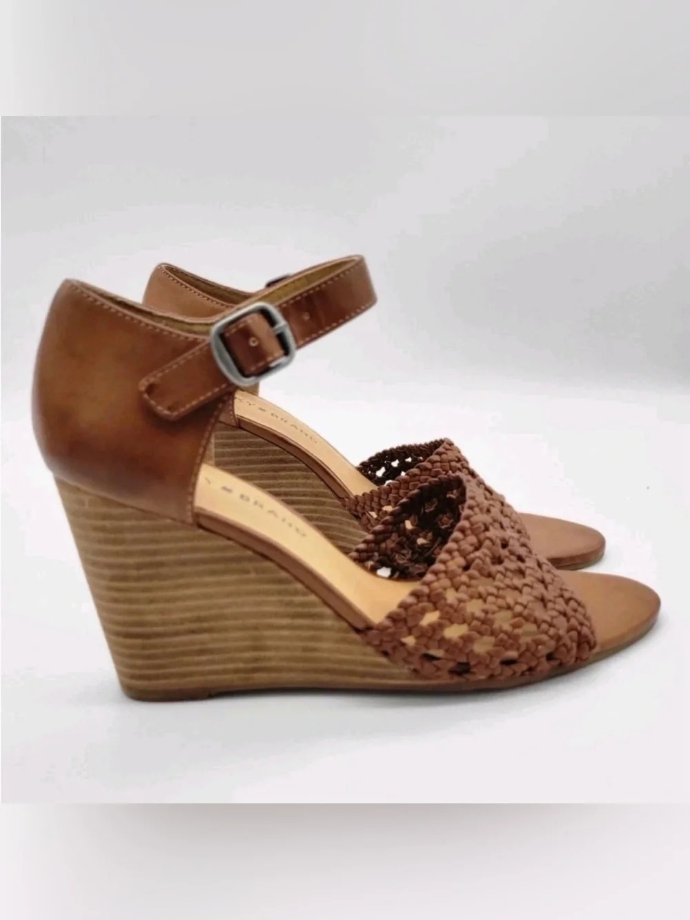 Lucky Brand Brown Leather Strappy Platform Wedge Sandals Boho Summer Shoes